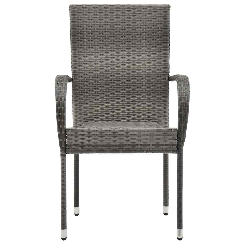 vidaXL Stackable Outdoor Chairs 4 pcs Grey Poly Rattan