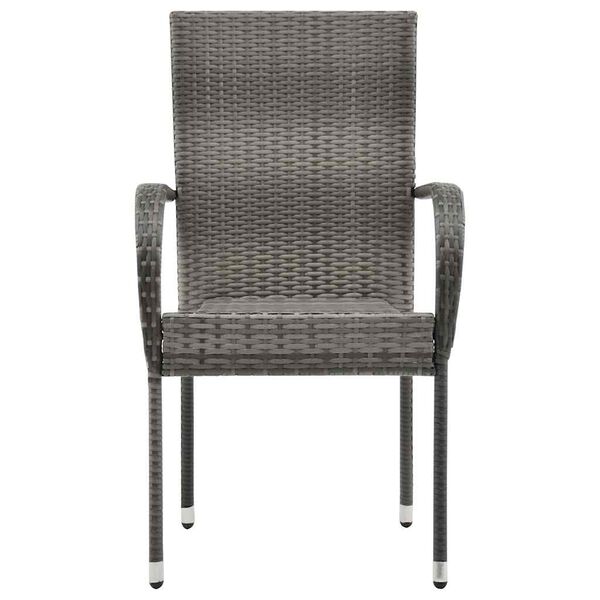 vidaXL Stackable Outdoor Chairs 4 pcs Grey Poly Rattan