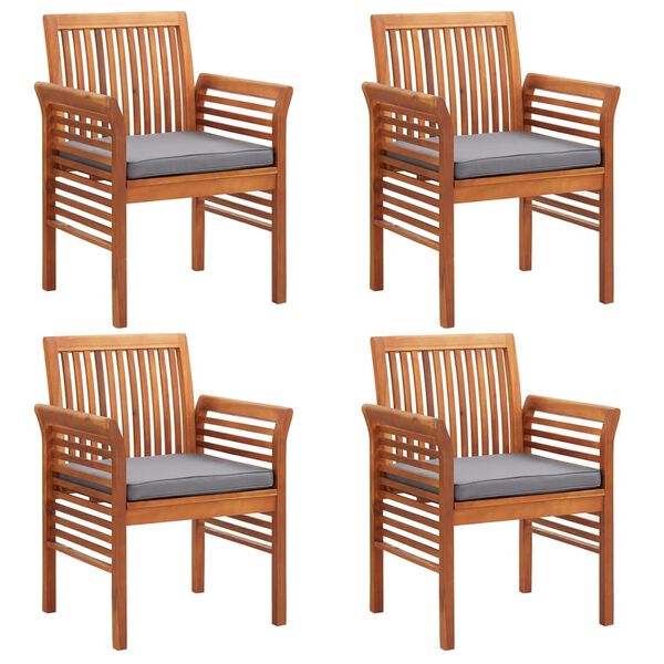 vidaXL Garden Dining Chairs with Cushions 4 pcs Solid Wood Acacia