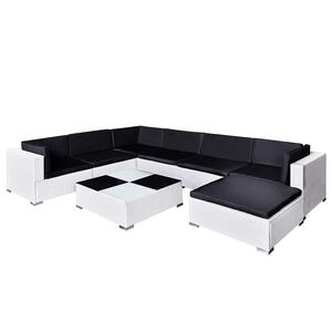 vidaXL 8 Piece Garden Lounge Set with Cushions Poly Rattan White