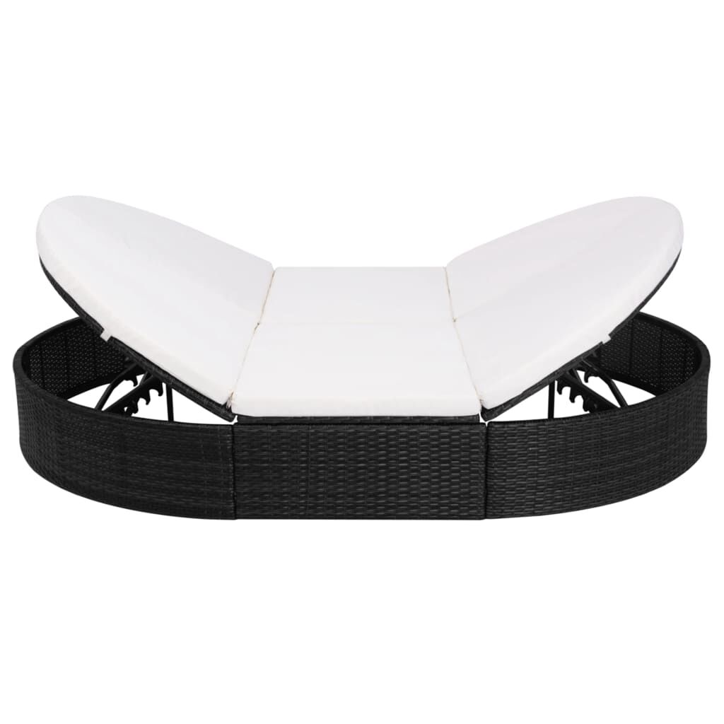 vidaXL Outdoor Lounge Bed with Cushion Poly Rattan Black