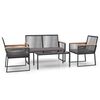 vidaXL 4 Piece Garden Lounge Set with Cushions Black Steel