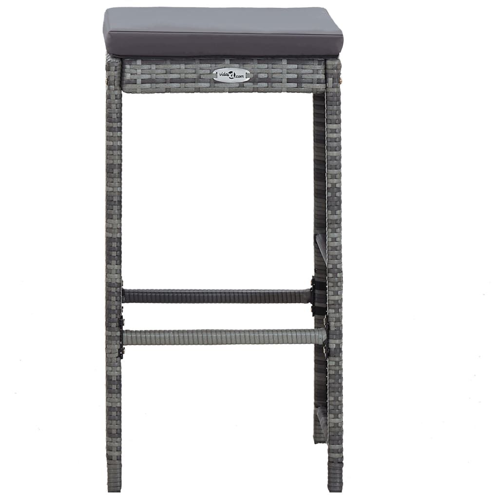 vidaXL 7 Piece Garden Bar Set with Cushions Poly Rattan Grey