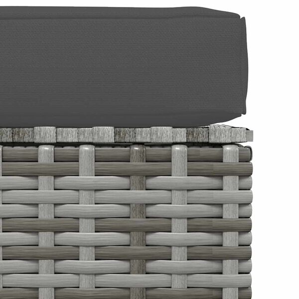 vidaXL Garden Footrest with Cushion Grey 70x70x30 cm Poly Rattan