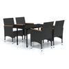 vidaXL 5 Piece Outdoor Dining Set with Cushions Black