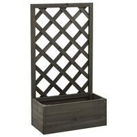 vidaXL Garden Trellis Planter Grey 50x25x90 cm Solid Firwood, grey vidaXL Garden Trellis Planter Grey 50x25x90 cm Solid Firwood