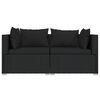 vidaXL 2-Seater Sofa with Cushions Black Poly Rattan