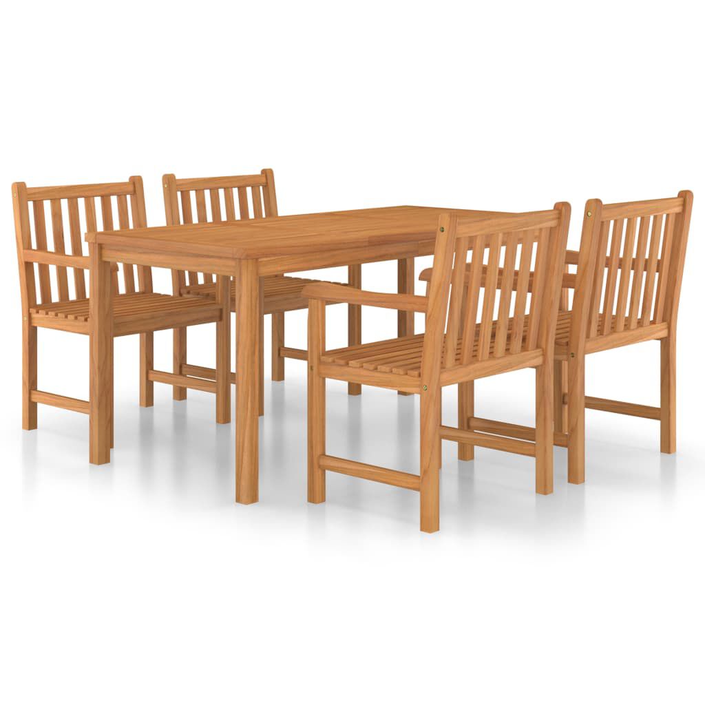 vidaXL 5 Piece Garden Dining Set Solid Teak Wood