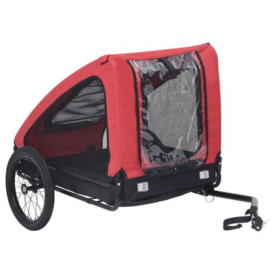 vidaXL Pet Bike Trailer Red and Black, red and black vidaXL Pet Bike Trailer Red and Black