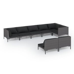 vidaXL 8 Piece Garden Lounge Set with Cushions Poly Rattan Dark Grey