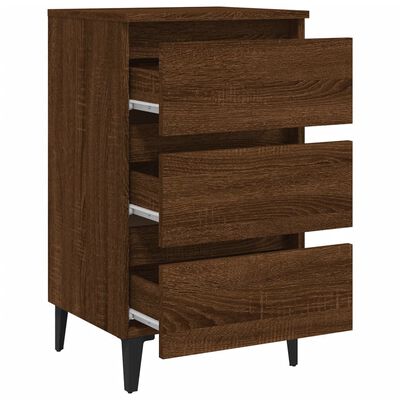 vidaXL Bed Cabinets with Metal Legs 2 pcs Brown Oak 40x35x69 cm