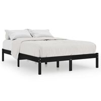 vidaXL Bed Frame without Mattress Black Solid Wood Super King Size