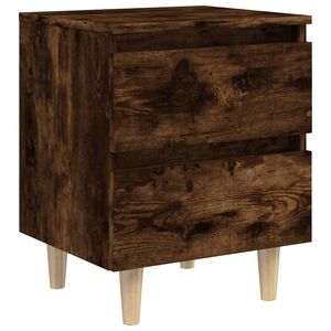 vidaXL Bed Cabinet with Solid Wood Legs Smoked Oak 40x35x50 cm