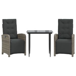 vidaXL 5 Piece Garden Dining Set with Cushions Grey Poly Rattan
