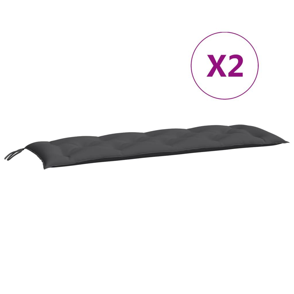 vidaXL Garden Bench Cushions 2pcs Anthracite 150x50x7cm Oxford Fabric