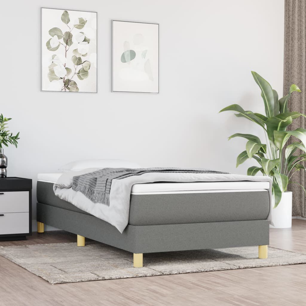 vidaXL Bed Frame without Mattress Dark Grey 90x200 cm Fabric