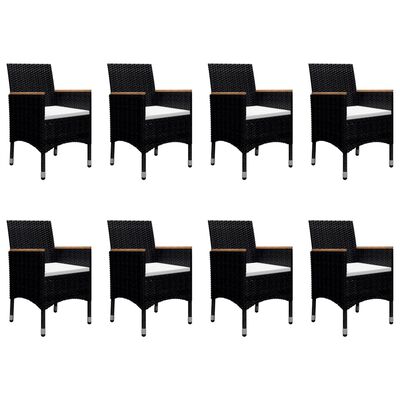 vidaXL 9 Piece Garden Dining Set Black, black and brown vidaXL 9 Piece Garden Dining Set Black