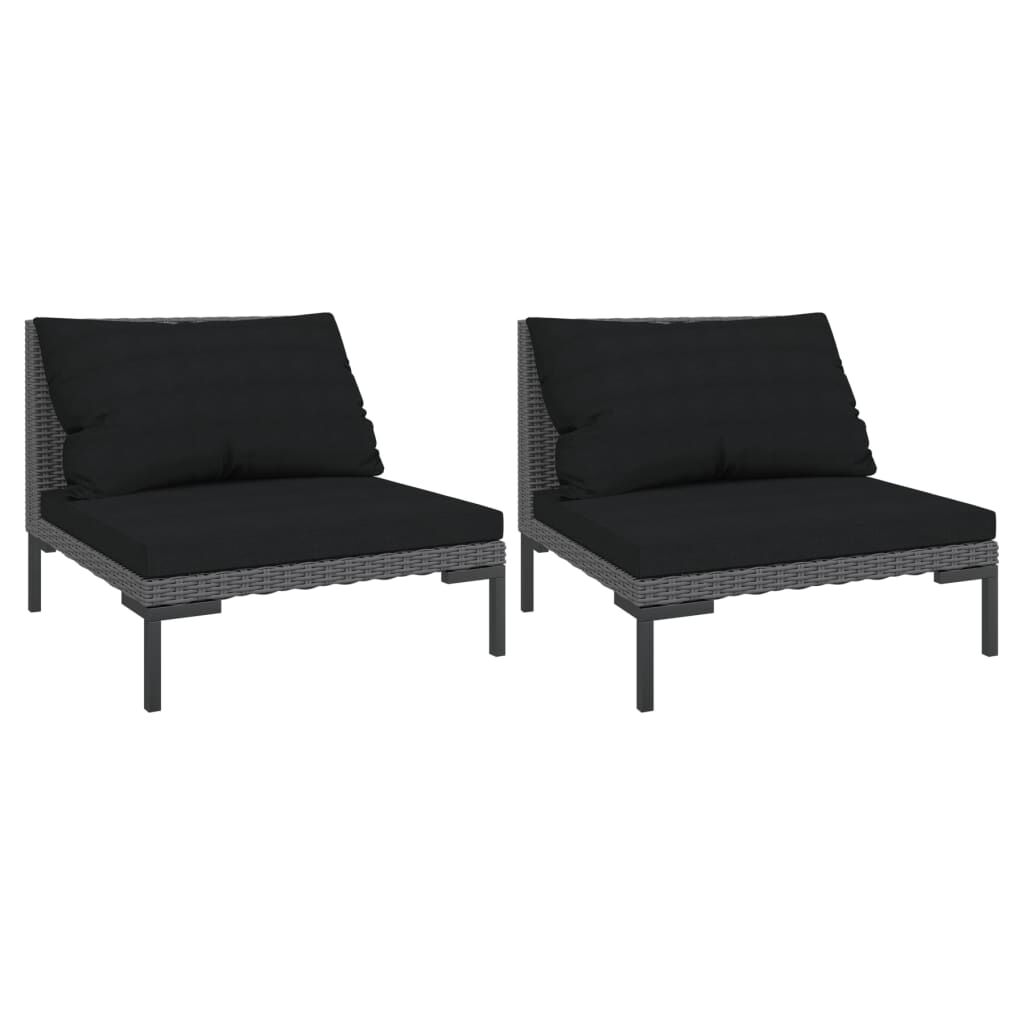 vidaXL Garden Sofas 2pcs with Cushions Half Round Poly Rattan