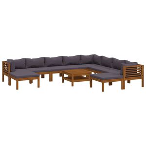 vidaXL 11 Piece Garden Lounge Set with Cushion Solid Acacia Wood