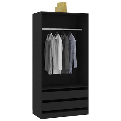 vidaXL Wardrobe Black 100x50x200 cm Engineered Wood, black vidaXL Wardrobe Black 100x50x200 cm Engineered Wood
