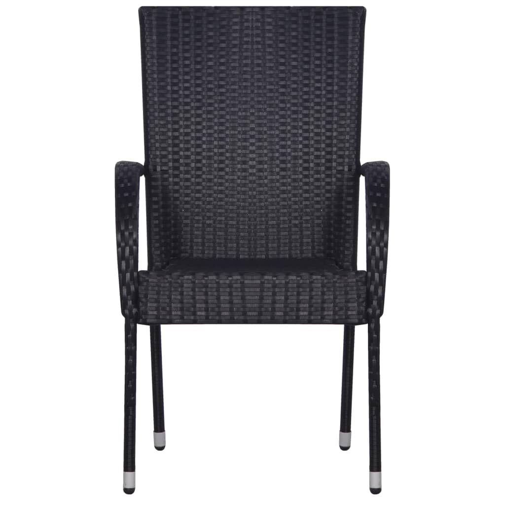 vidaXL Stackable Outdoor Chairs 6 pcs Poly Rattan Black