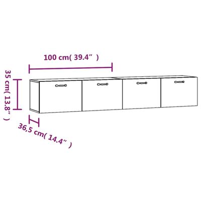 vidaXL Wall Cabinets 2 pcs Grey Sonoma 100x36.5x35 cm Engineered Wood