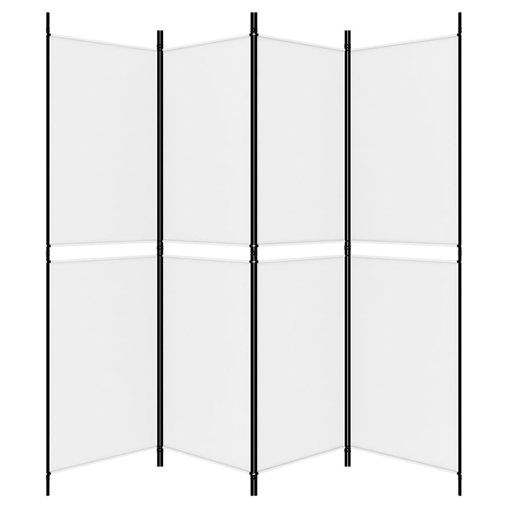 vidaXL 4-Panel Room Divider White 200x180 cm Fabric
