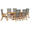 vidaXL 7 Piece Garden Dining Set Grey Poly Rattan and Solid Wood