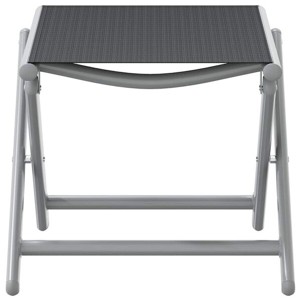 vidaXL Folding Footrest Black and Silver Textilene and Aluminium