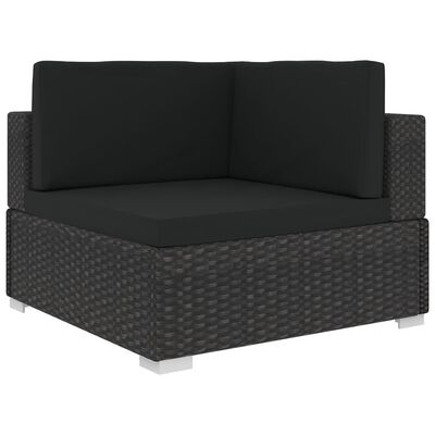 vidaXL 5 Piece Garden Lounge Set with Cushions Poly Rattan Black,  vidaXL 5 Piece Garden Lounge Set with Cushions Poly Rattan Black