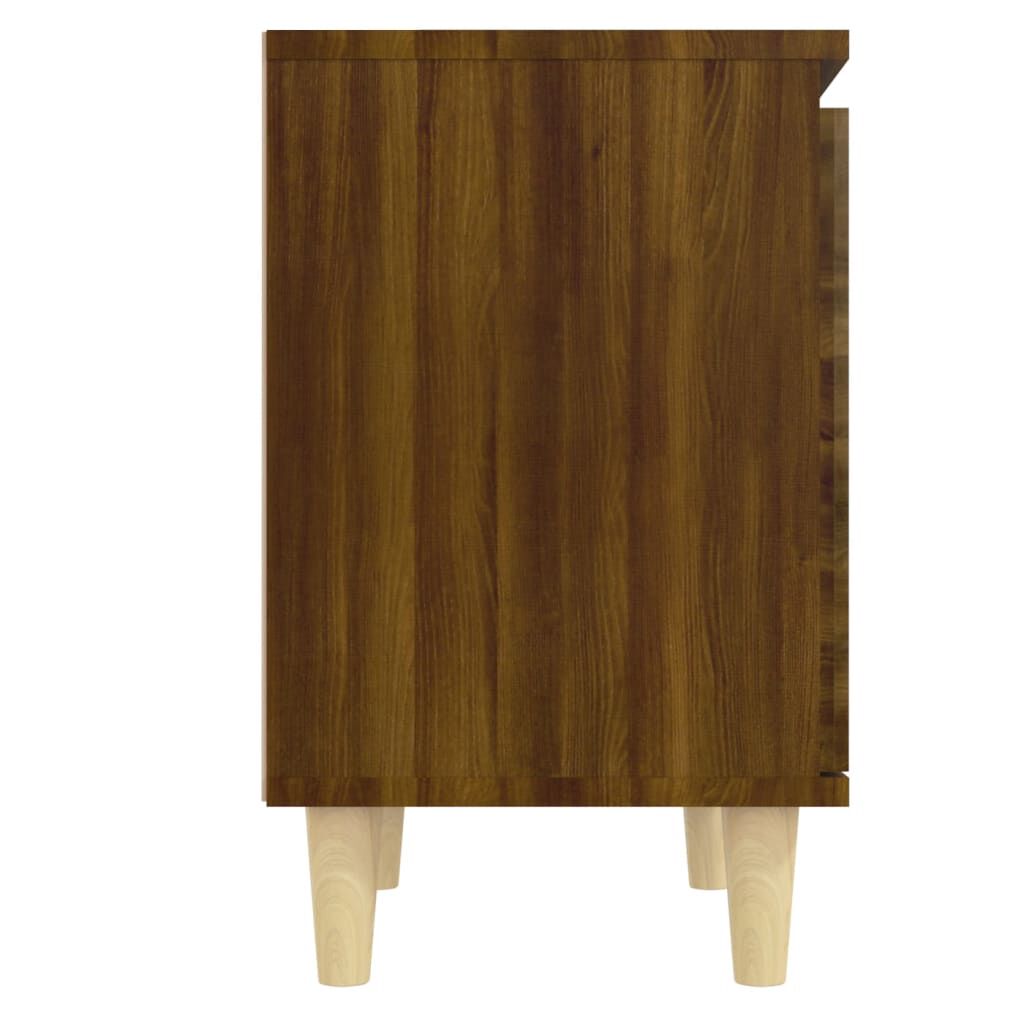vidaXL Bed Cabinet with Solid Wood Legs Brown Oak 40x30x50 cm