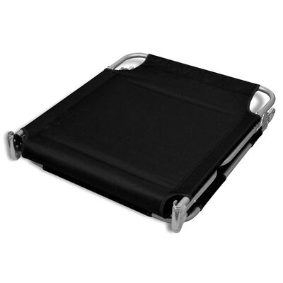 vidaXL Folding Sun Lounger with Head Cushion Powder-coated Steel Black, black vidaXL Folding Sun Lounger with Head Cushion Powder-coated Steel Black
