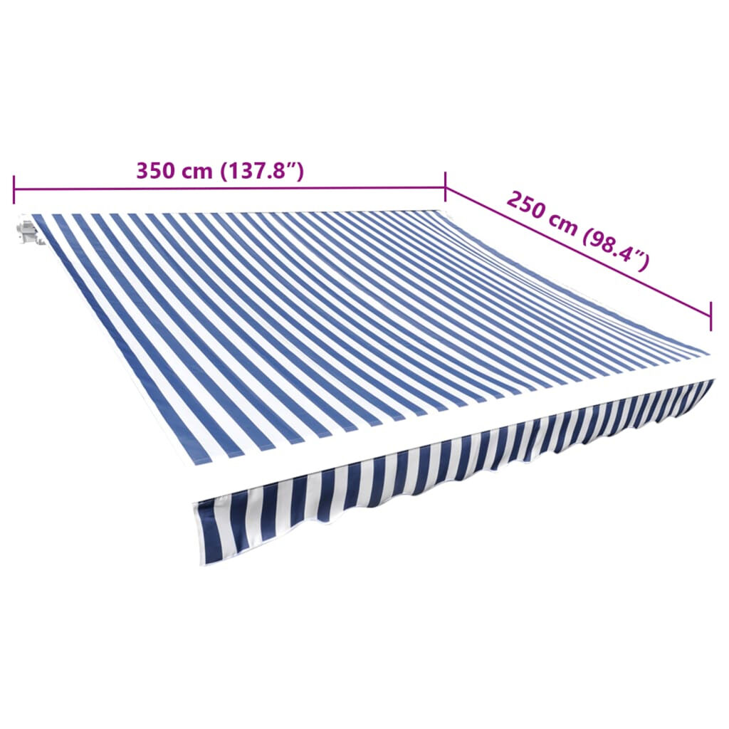 vidaXL Awning Top Sunshade Canvas Blue & White 350x250 cm