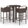 vidaXL 5 Piece Garden Bar Set with Cushions Poly Rattan Brown