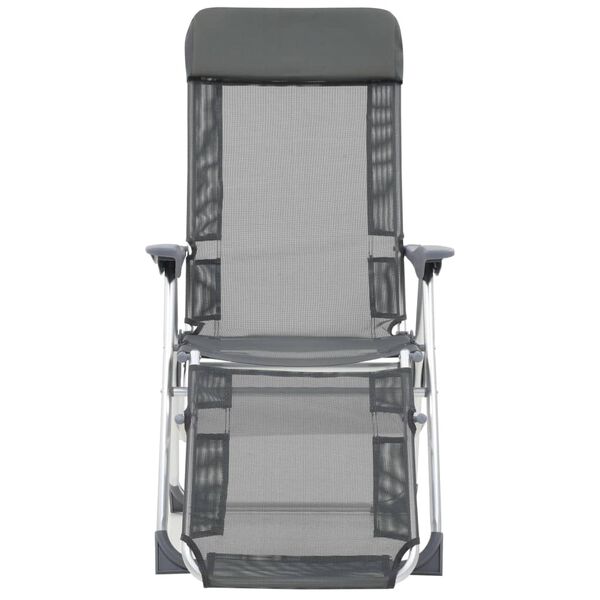 vidaXL Folding Camping Chairs with Footrests 2 pcs Grey Textilene