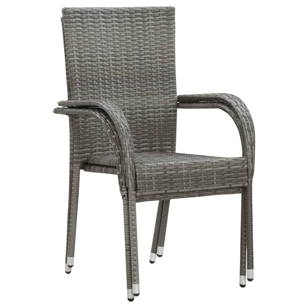 vidaXL Stackable Outdoor Chairs 2 pcs Grey Poly Rattan