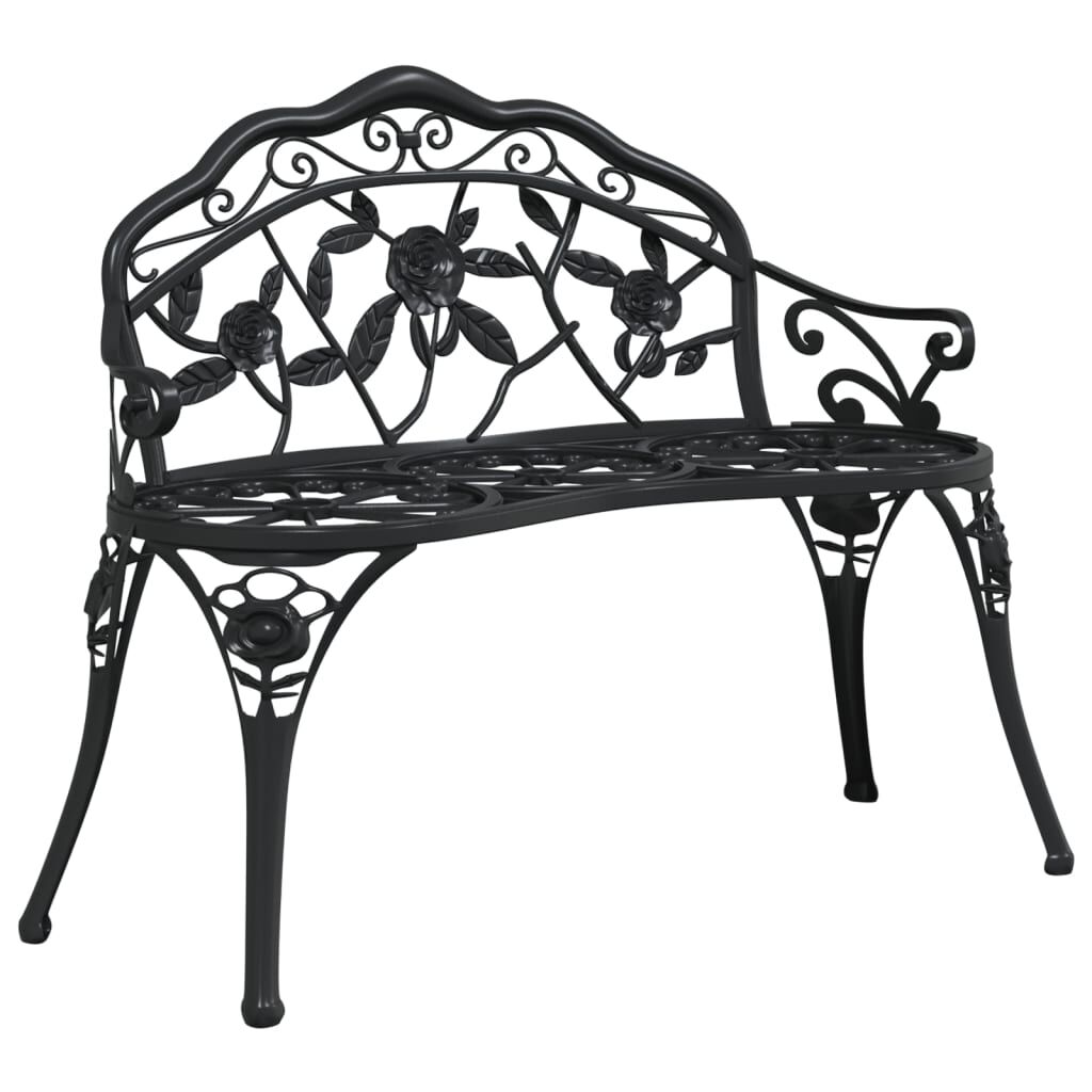 vidaXL Garden Bench 100 cm Cast Aluminium Black