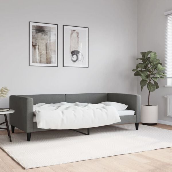 vidaXL Day Bed without Mattress Dark Grey 90x190 cm Fabric
