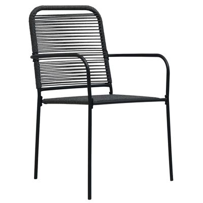vidaXL Garden Chairs 4 pcs Cotton Rope and Steel Black,  vidaXL Garden Chairs 4 pcs Cotton Rope and Steel Black