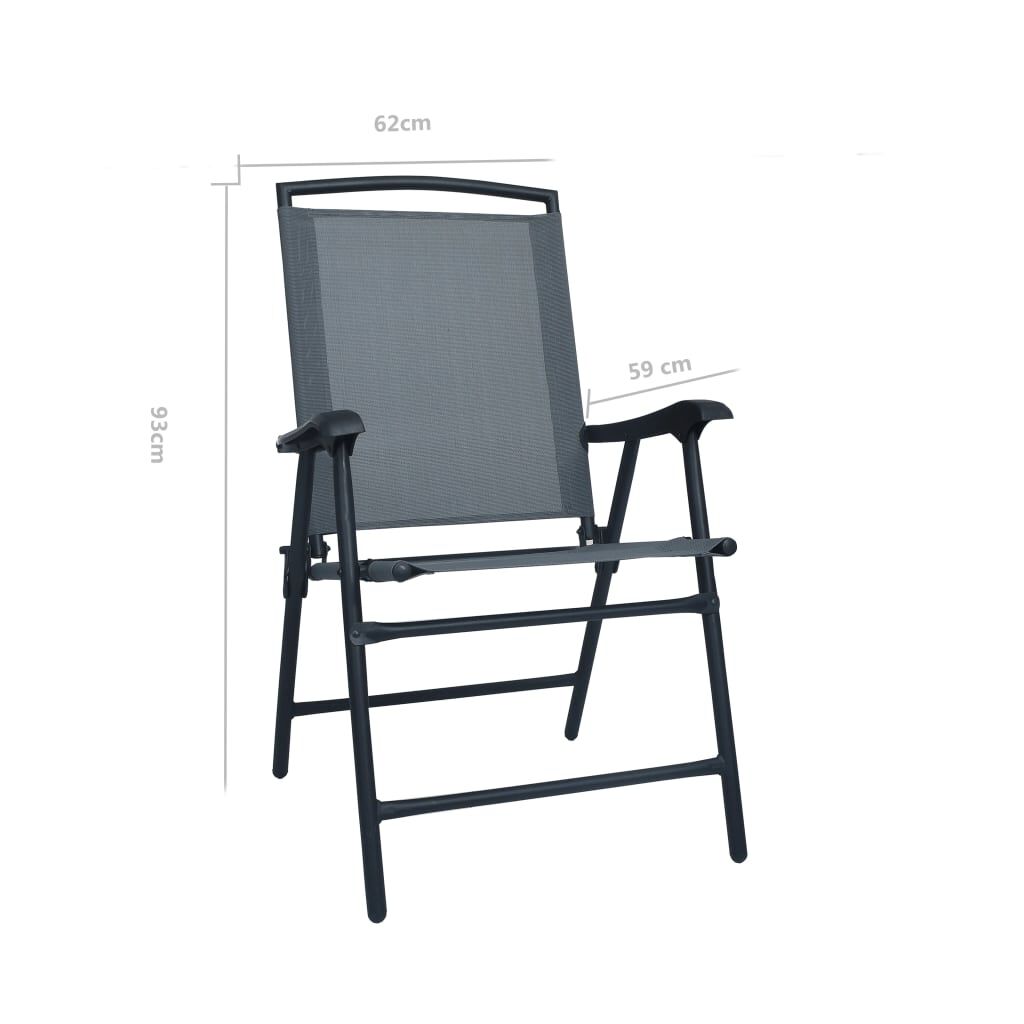 vidaXL Folding Garden Chairs 2 pcs Texilene Grey