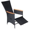 vidaXL Reclining Garden Chairs 2 pcs with Cushions Poly Rattan Black