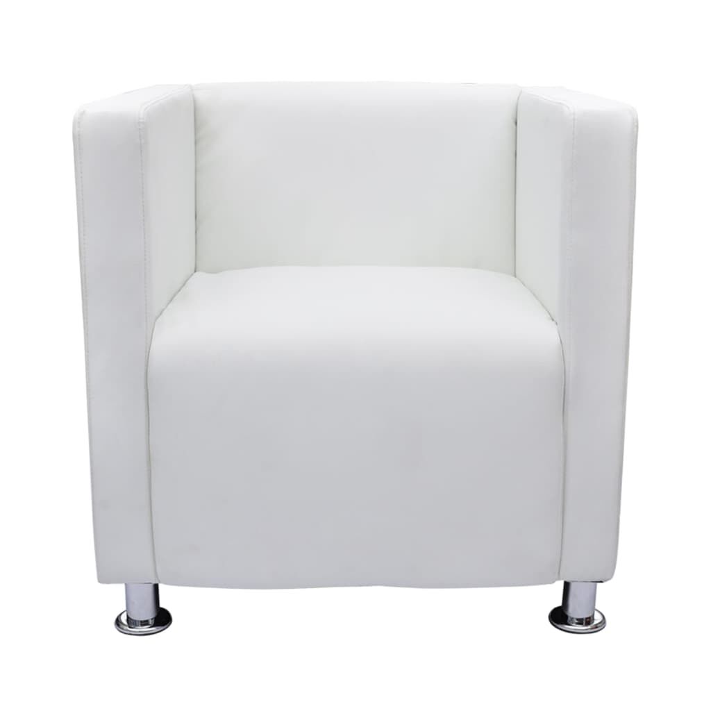 vidaXL Cube Armchair White Faux Leather
