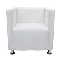 vidaXL Cube Armchair White Faux Leather, white vidaXL Cube Armchair White Faux Leather