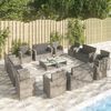 vidaXL 16 Piece Garden Lounge Set with Cushions Poly Rattan Grey