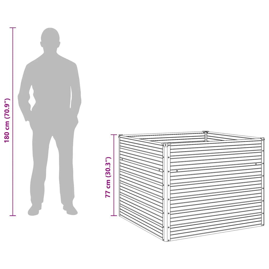 vidaXL Raised Garden Bed Brown 100x100x77 cm Galvanised Steel