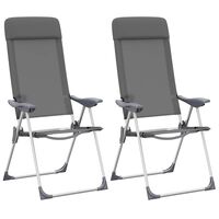 vidaXL Folding Camping Chairs 2 pcs Grey Aluminium, grey vidaXL Folding Camping Chairs 2 pcs Grey Aluminium
