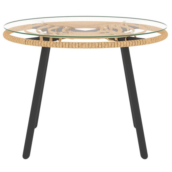 vidaXL 3 Piece Garden Lounge Set with Beige Cushions Poly Rattan