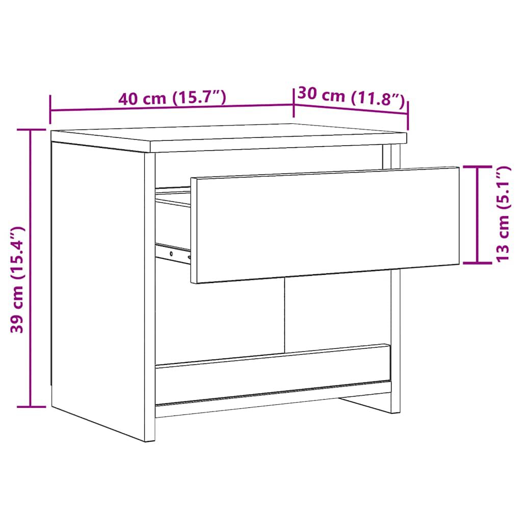 vidaXL Bedside Cabinets 2 pcs Black 40x30x39 cm Engineered Wood