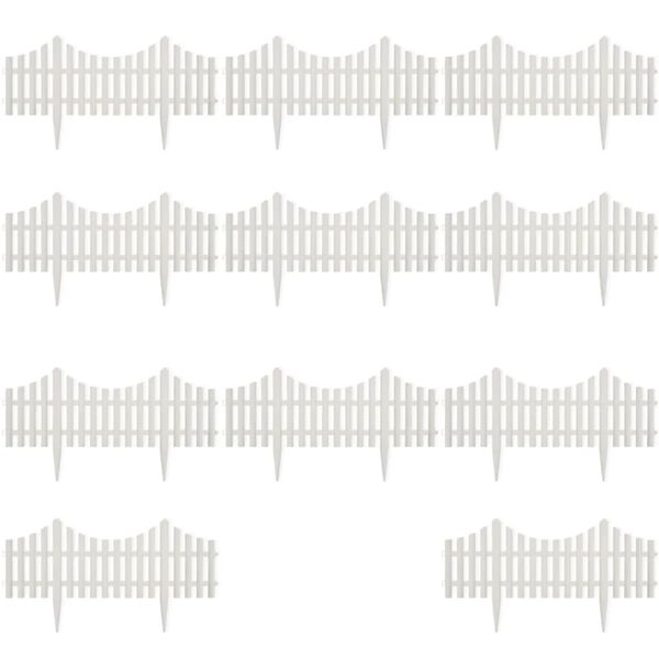 vidaXL White Lawn Divider 17 pcs / 10 m