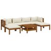 vidaXL 7 Piece Garden Lounge Set with Cream Cushion Solid Acacia Wood